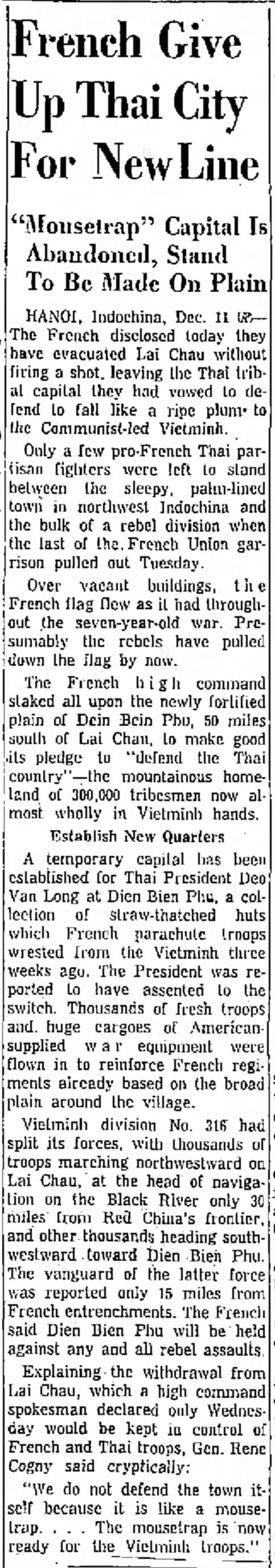 Dien Bien Phu
12 December 1953