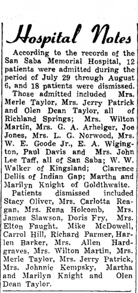 The San Saba News and Star Hospital News August 7, 1958 Pg. 6