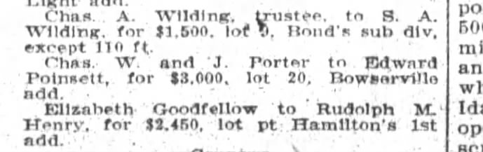 Chas. W. and J Porter transfer land to Edward Poinsett