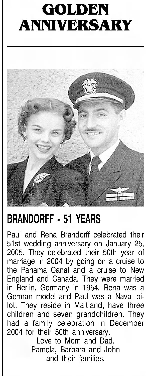 Paul and Rena's 50 Wedding Anniversary