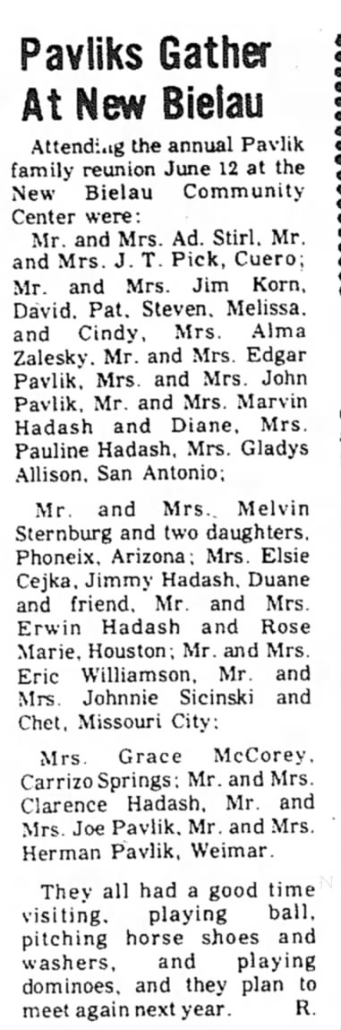 Louis and Ann Gebauer Pavlik Family Reunion - 6/23/1977