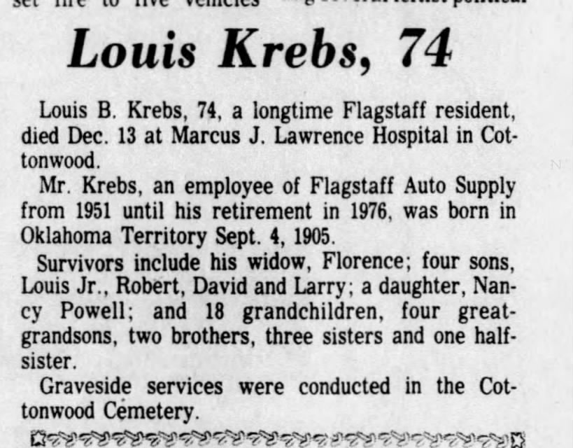 Louis Krebs obituary