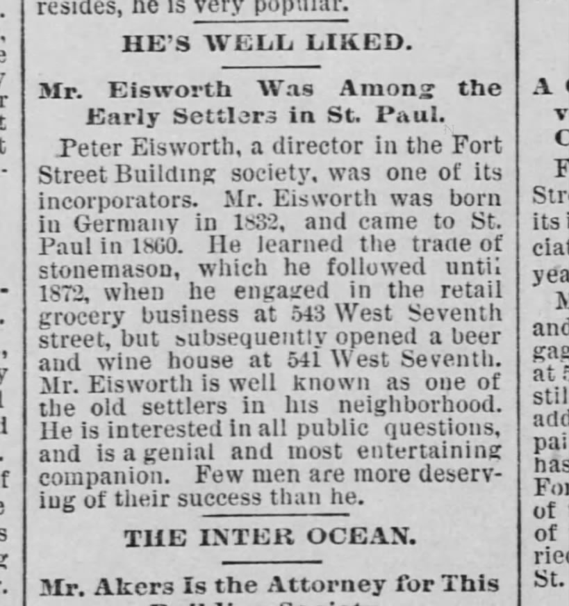 Eisworth Peter
The Saint Paul Globe 24 Aug 1891