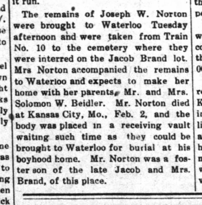 NORTON, Joseph W. - death notice
