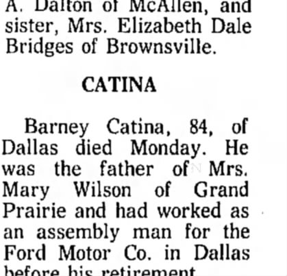 Barney Catina funeral 1975
