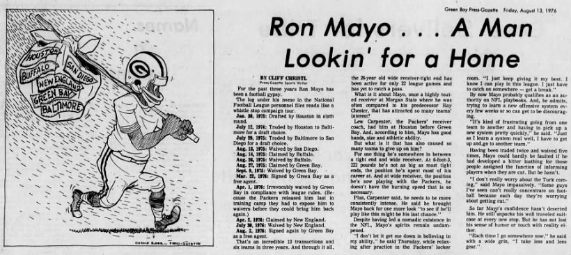 Ron Mayo... A Man Lookin' for a Home - Green Bay Press-Gazette