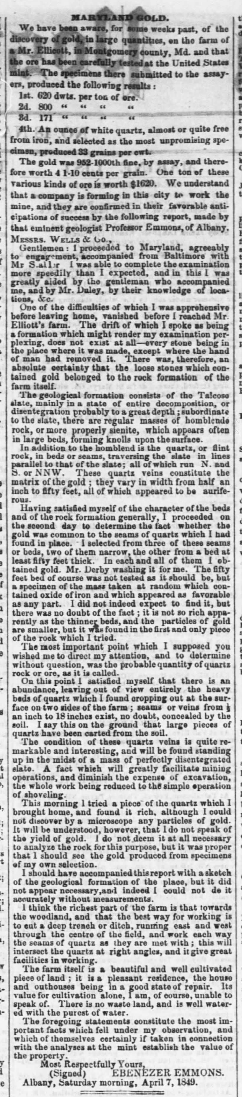 Emmons 13 April 1849 The Evening Post (New York, New York) p.2.