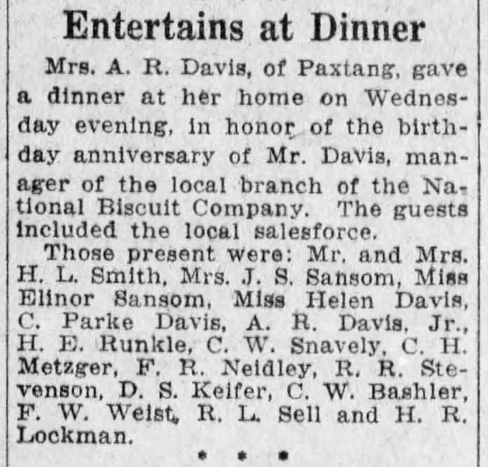 Mrs. A.R. Davis, Ethel Entertains