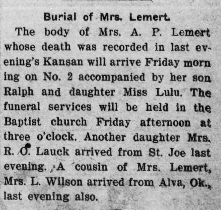Obituary for A. P. Lemert