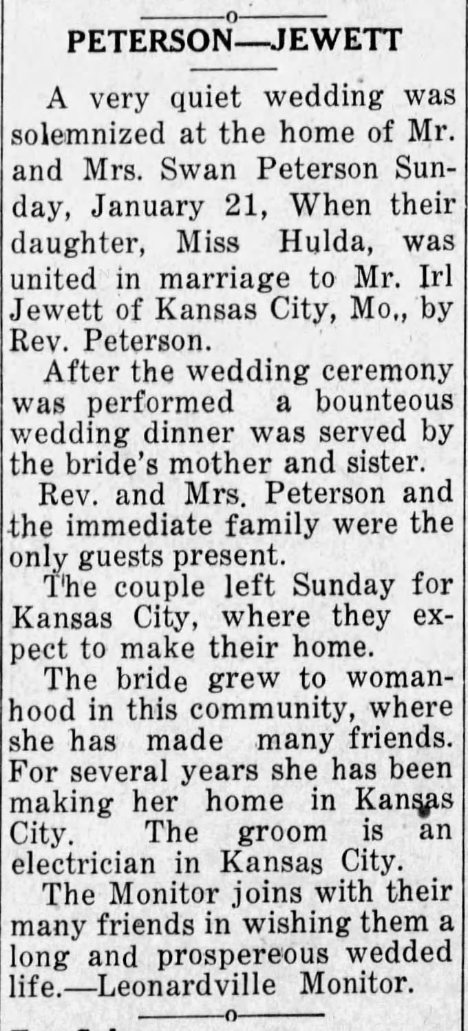 Marriage of  / Jewett