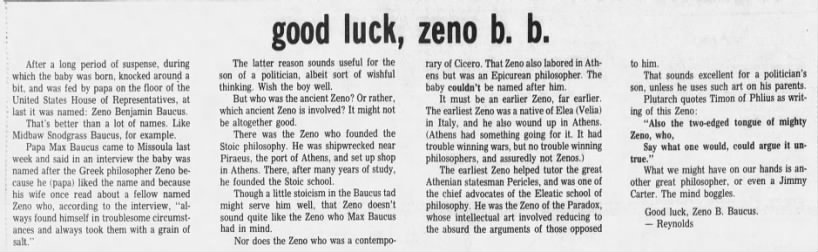 Editorial about Zeno's name