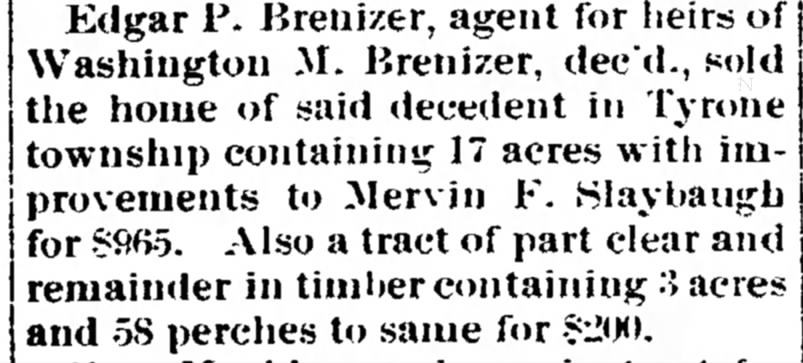 1905 Edgar P Brenizer sold the family home.