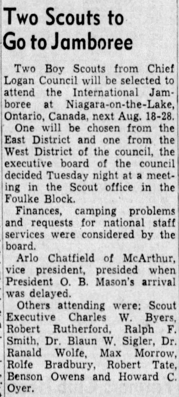 1954 Dr. Ranald Wolfe attended a meeting of the Logan Council Scouts.