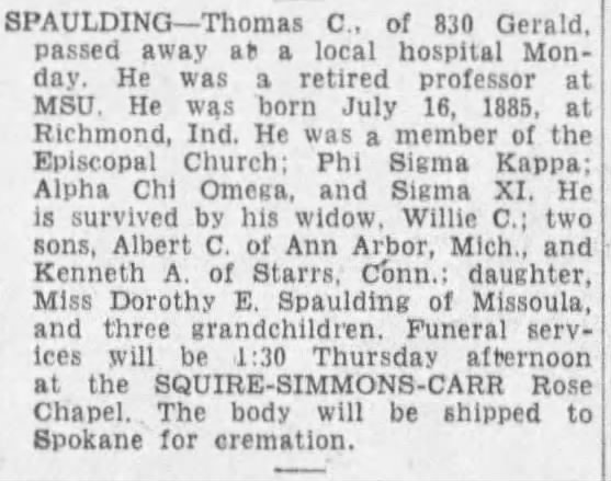 Obituary for Thomas C. SPAULDING