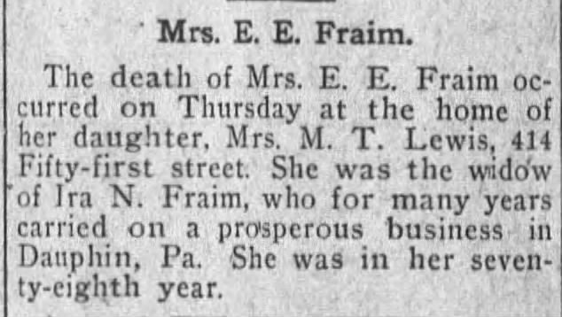 Obituary for E. Fraim