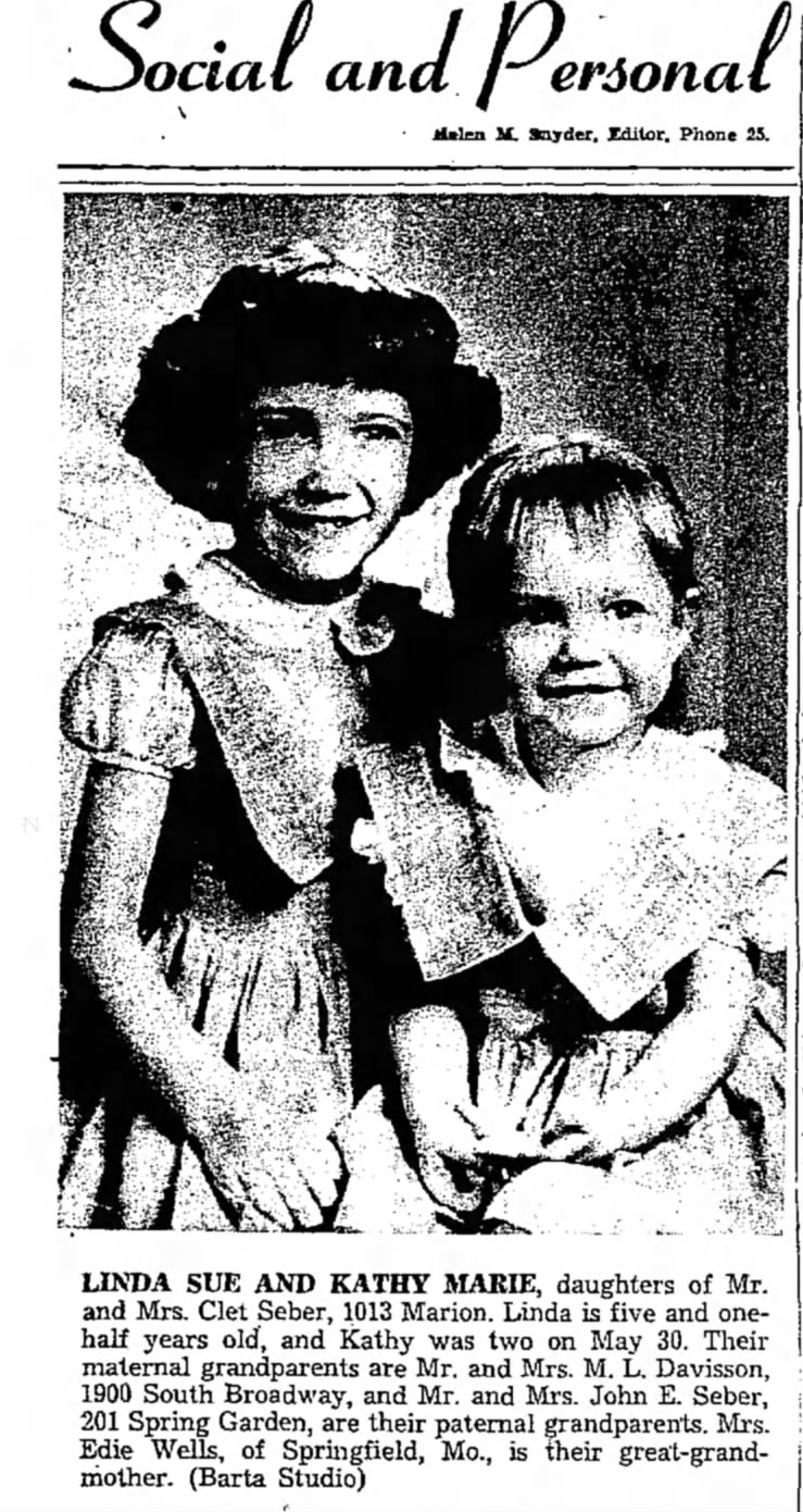 29 Jun 1953 LV Times Linda Sue and Kathy Marie, Clet's Daughters pics