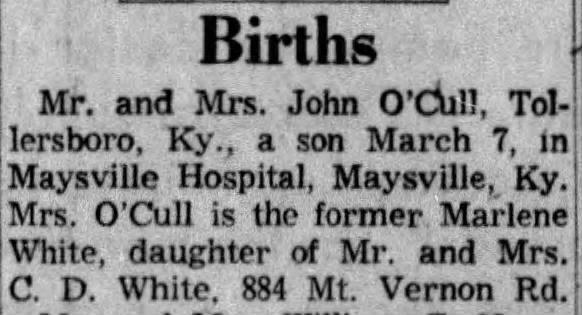 Birth of John O'Cull