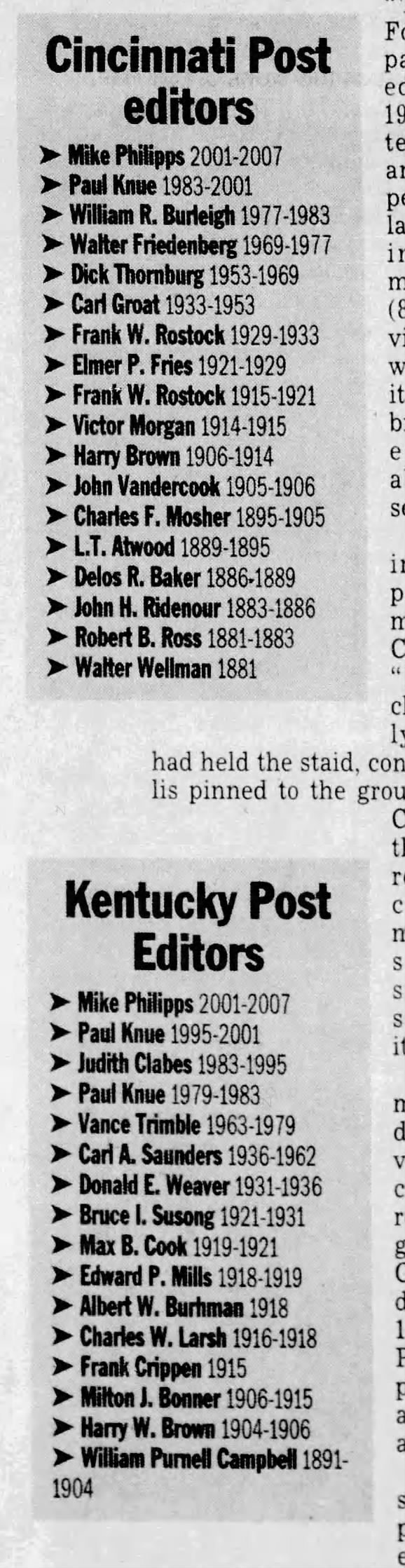 Cincinnati Post and Kentucky Post editors