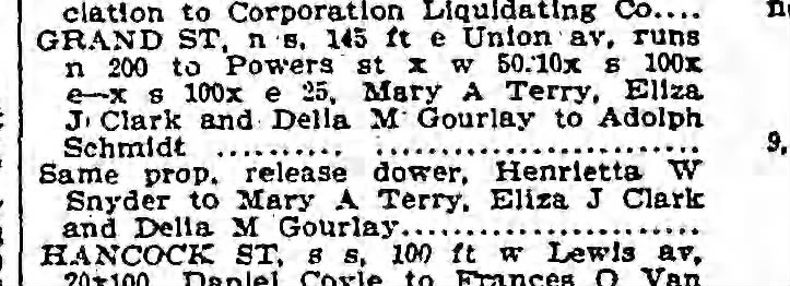 Conveyances of property at Grand St. by heirs, 7 June 1902