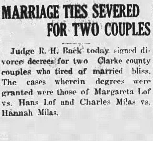 Divorce Margareta vs Hans Lof 22 Apr 1920
