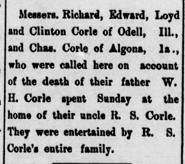 William Holeman Corle's sons come to his funeral