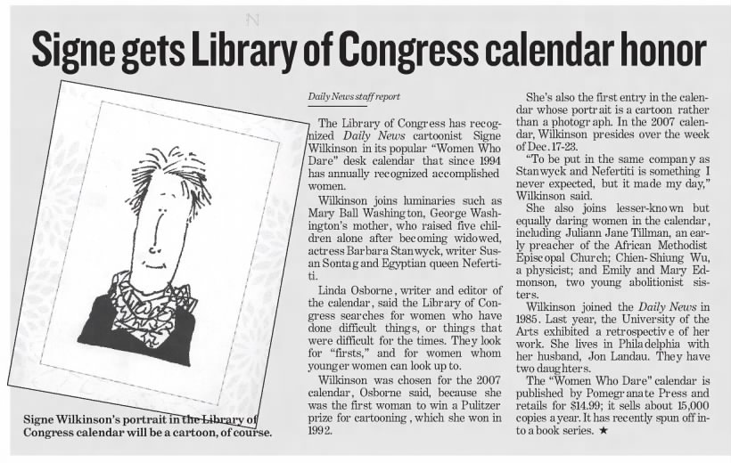 2007 Library of Congress Women Who Dare" Calendar