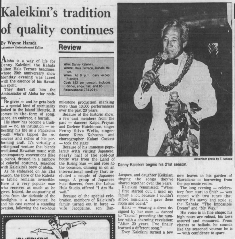 Kaleikini's tradition of quality continues