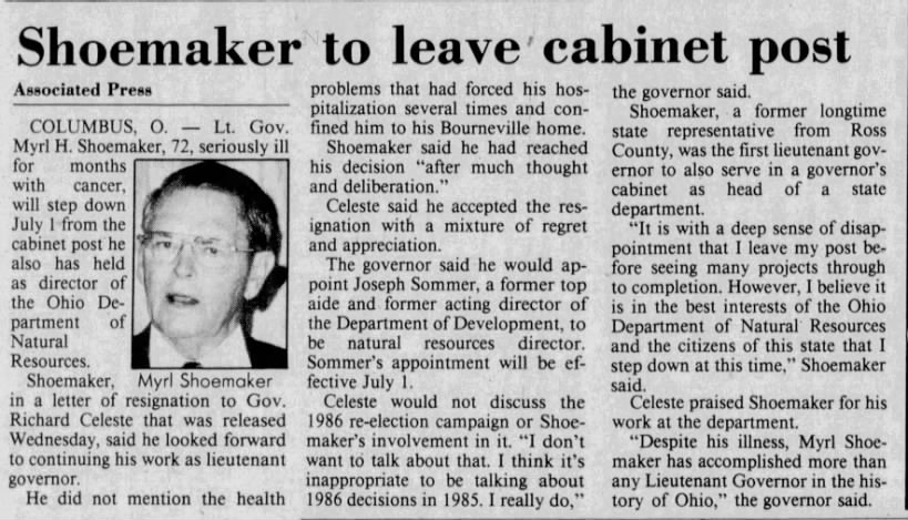 Shoemaker to leave cabinet post