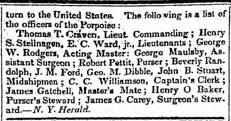 CC Williamson, midshipman
1844 on the Porpoise
(2)