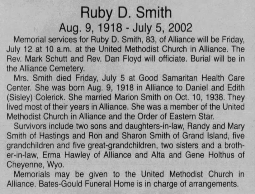 Obituary for Ruby D. Smith