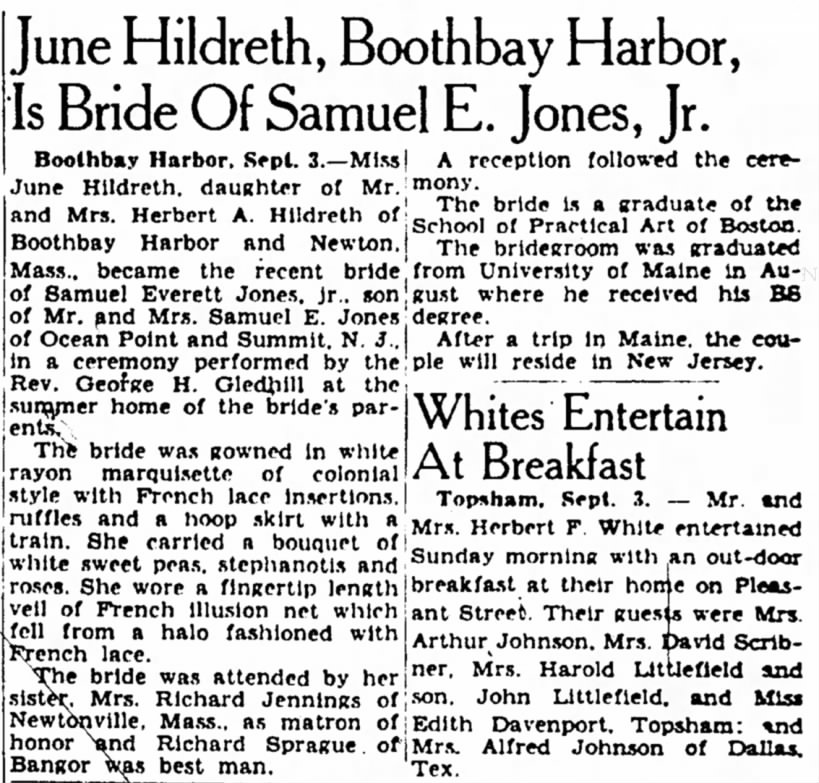 June Hildreth & Samuel E. Jones Jr. Marriage announcement
