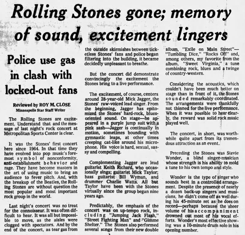 Rolling Stones gone; memory of sound, excitement lingers