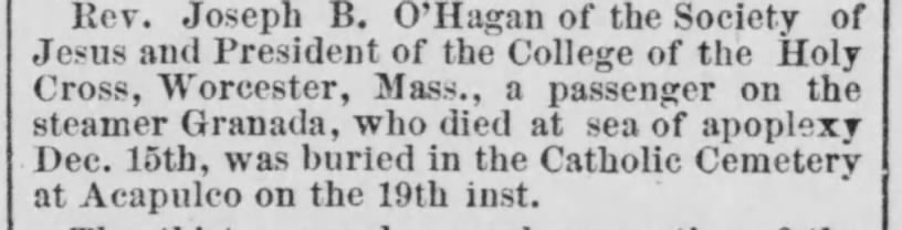 Obituary for Joseph B. O'Hagan