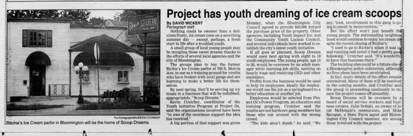 Project has youth dreaming of ice cream scoops Sept 14 1997