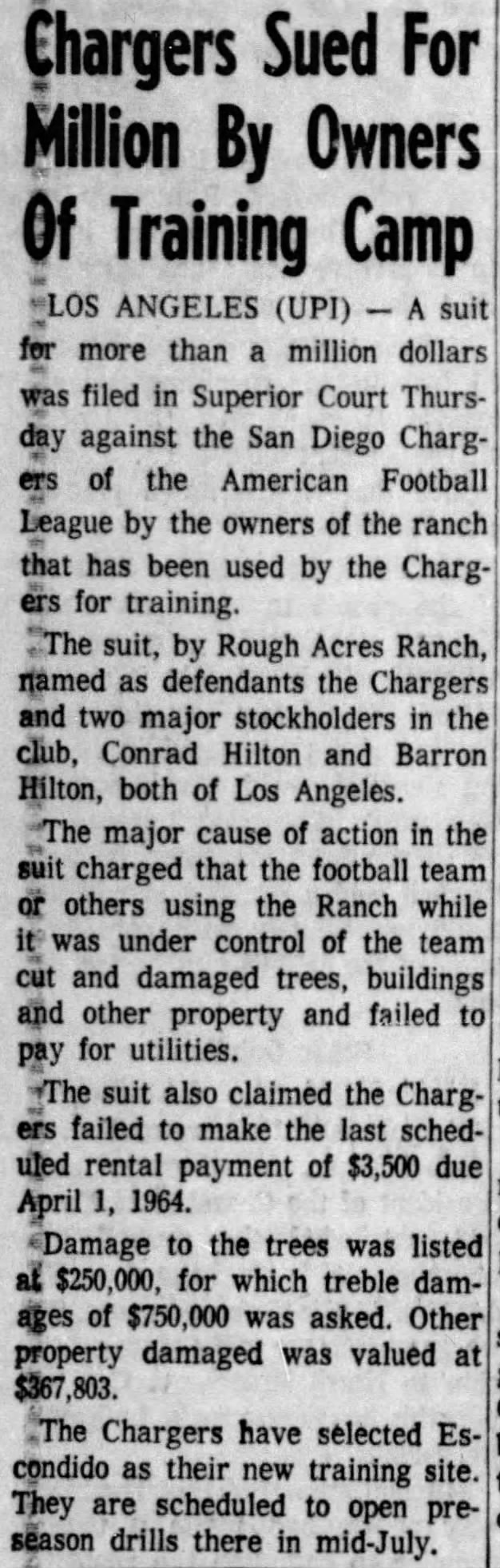 Rough Acres lawsuit, 7 May 1964