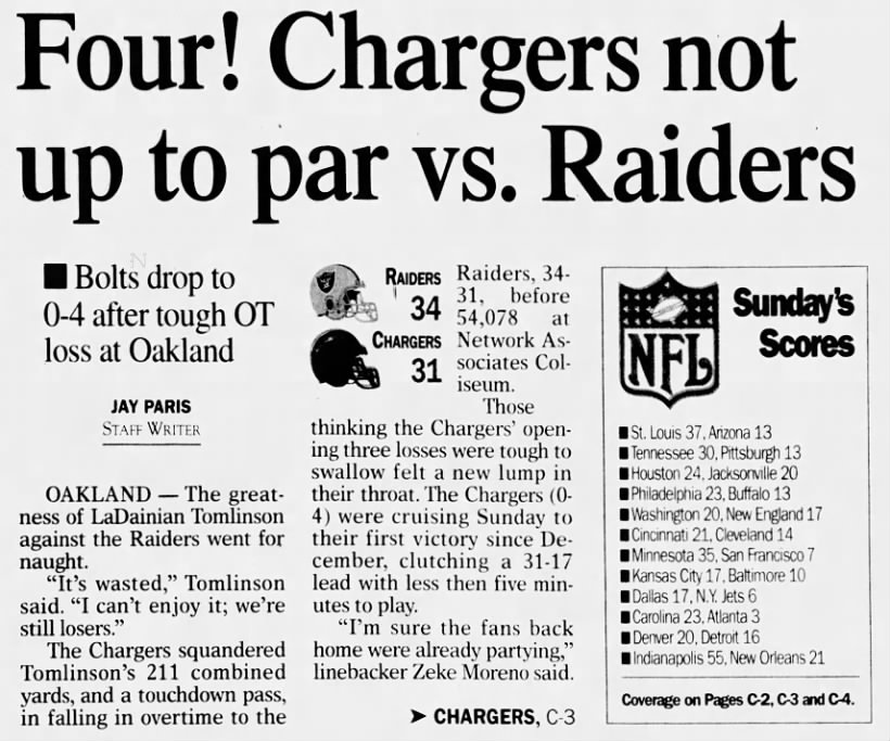 Chargers 31-34 Raiders
