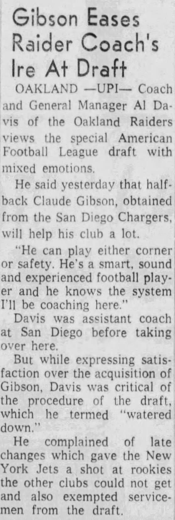 Gibson to Raiders, 12 June 1963