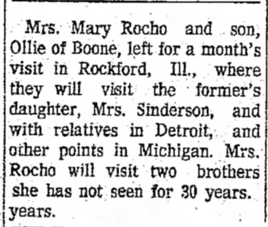 Rocho, Mary and son Ollie visited Rockford, IL-The Boone News Republican (Boone IA) 13Sep1965