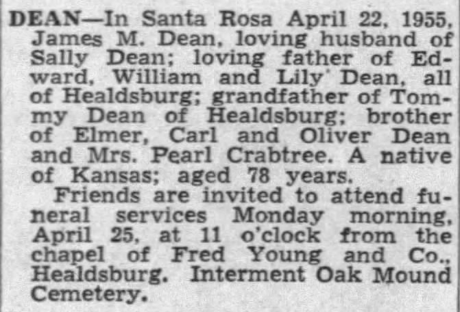 James M Dean obituary