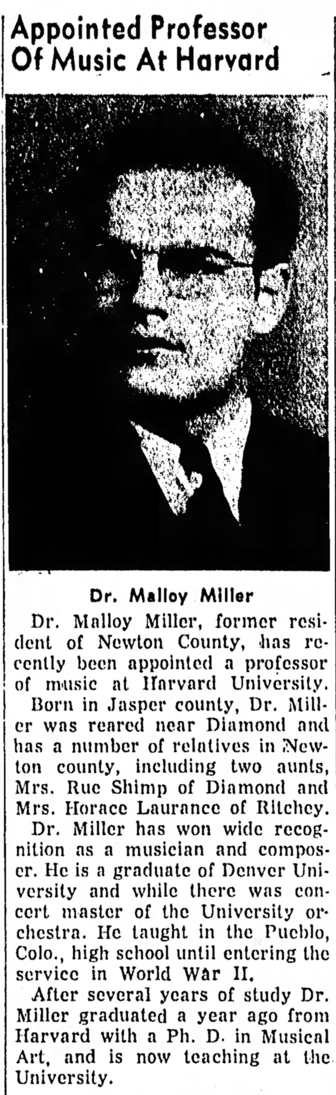 Malloy Miller appointed professor of music at Harvard University