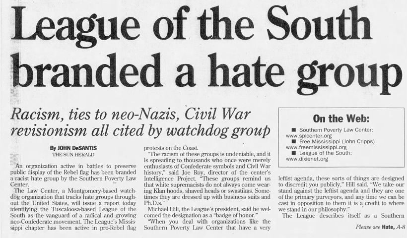 League of the South branded a hate group