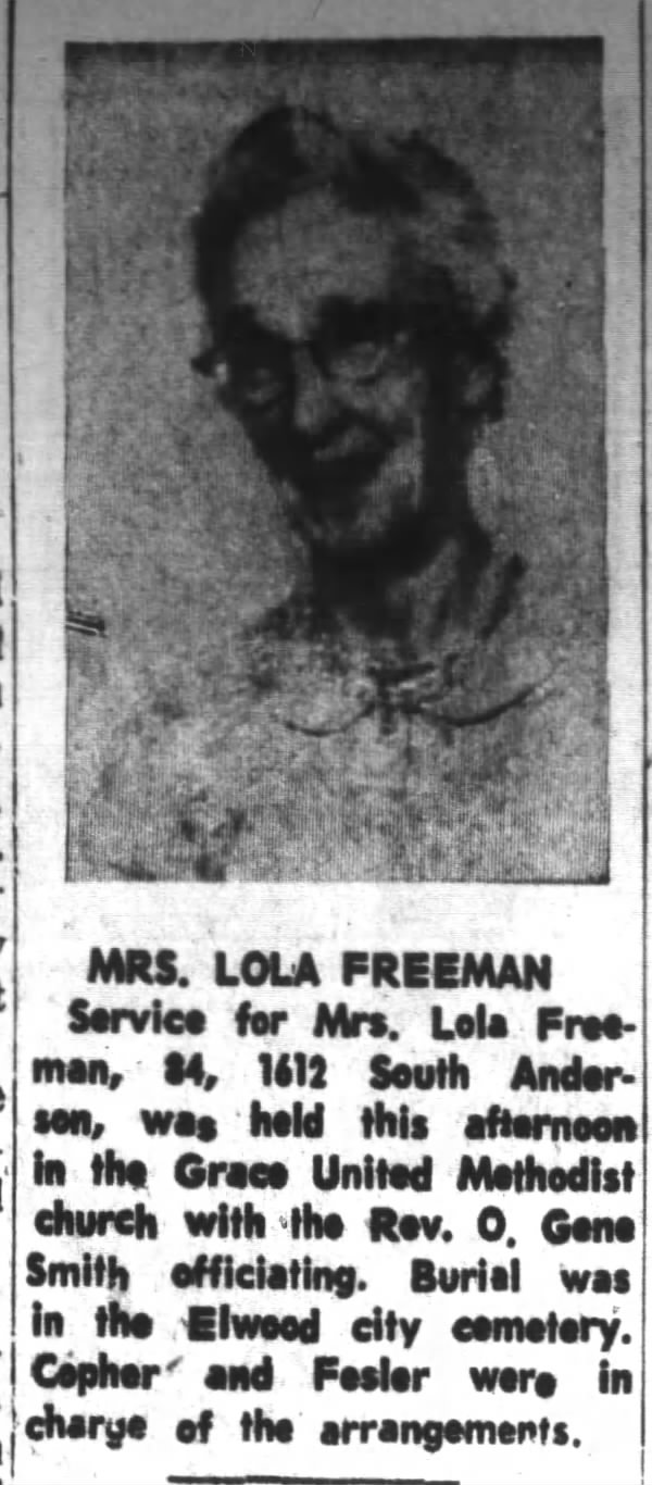 Lola Brown Freeman 19 July 1971 The Call Leader Elwood Indiana