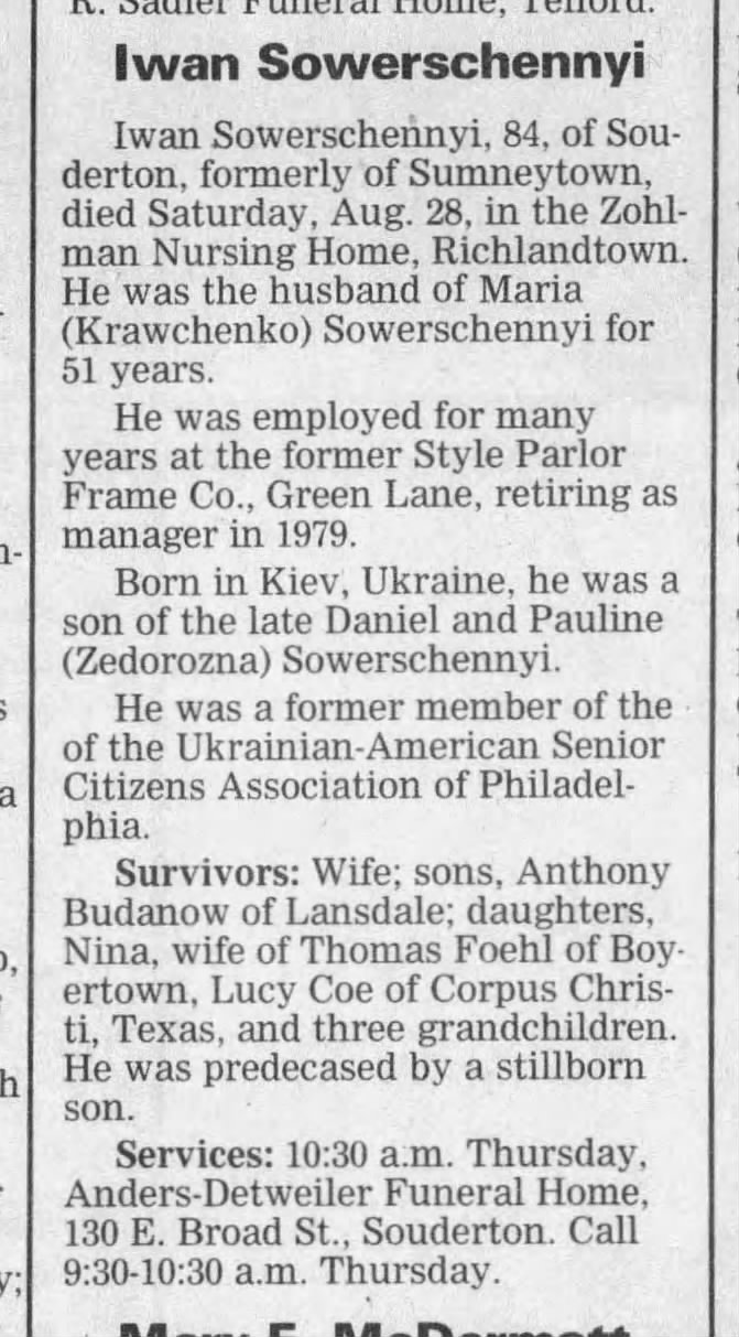 Iwan Sowerschennyi obituary