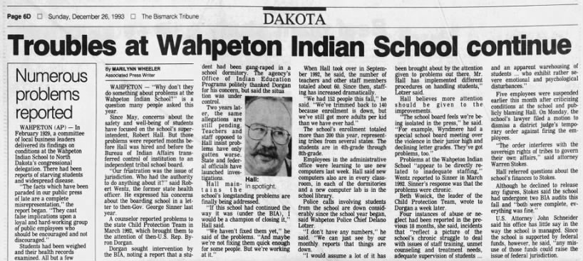 For Wahpeton Indian School