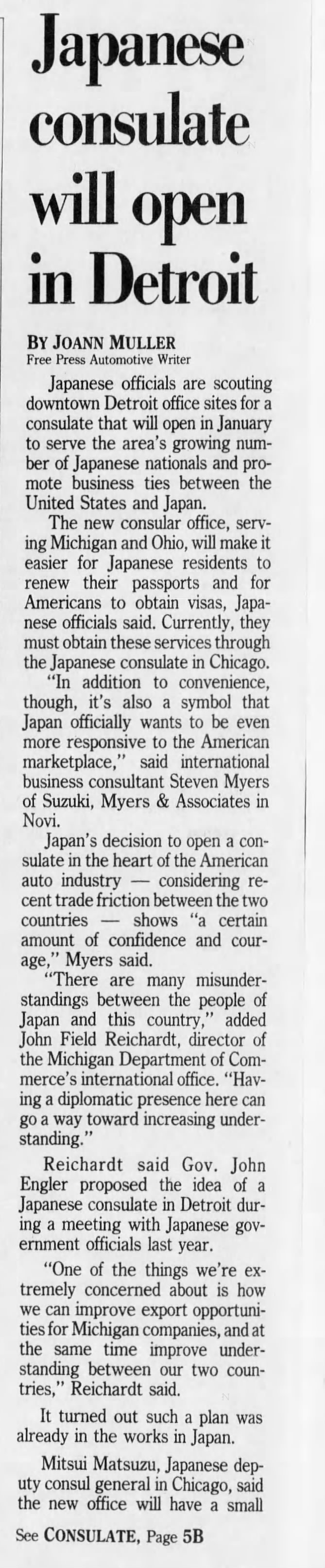 For Japanese Consulate in Detroit