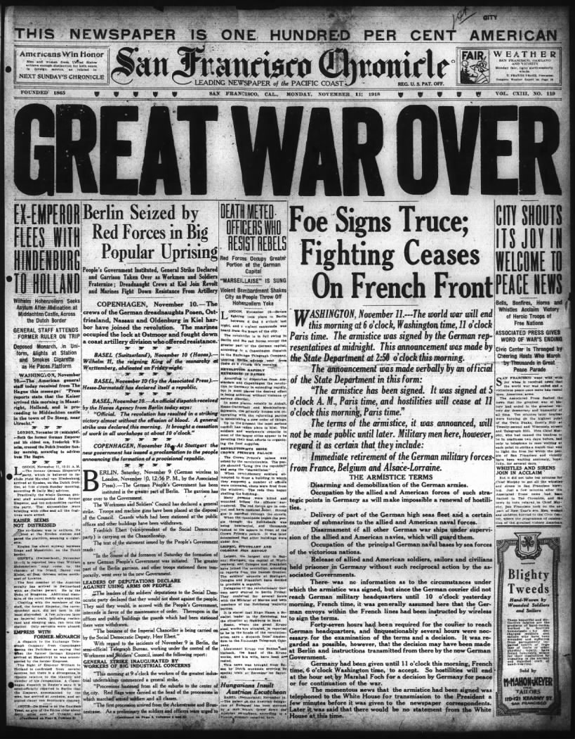 GREAT WAR OVER - 1918