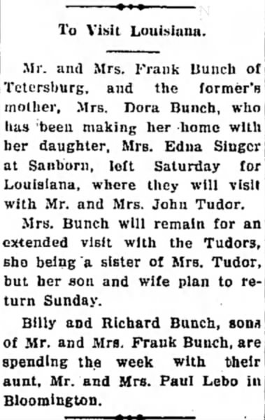 Visitors to J A Tudor in LA 3 Jun 1935