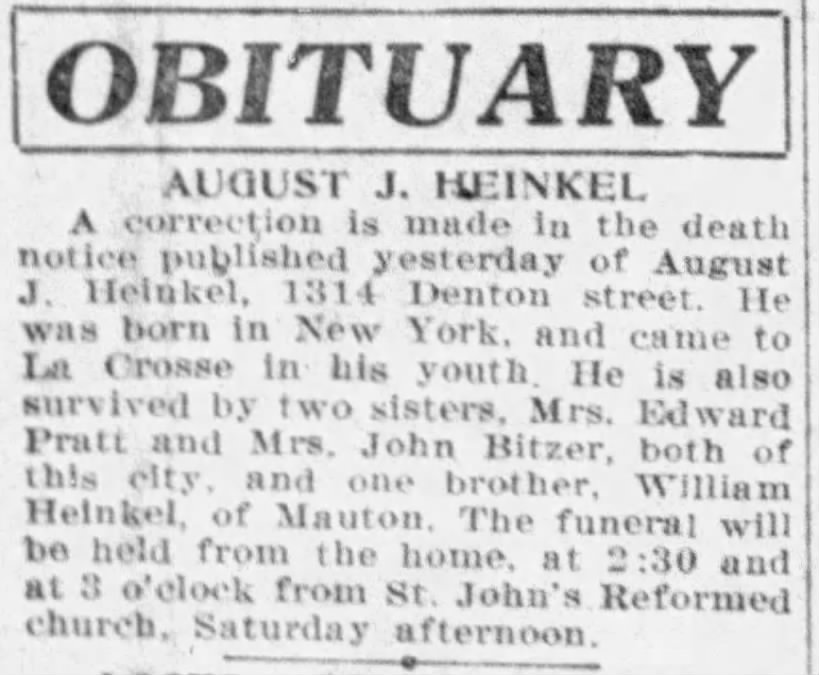 August Heinkel Obituary correction