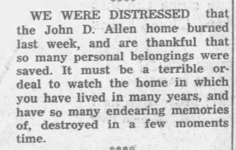 John D. Allen home burned