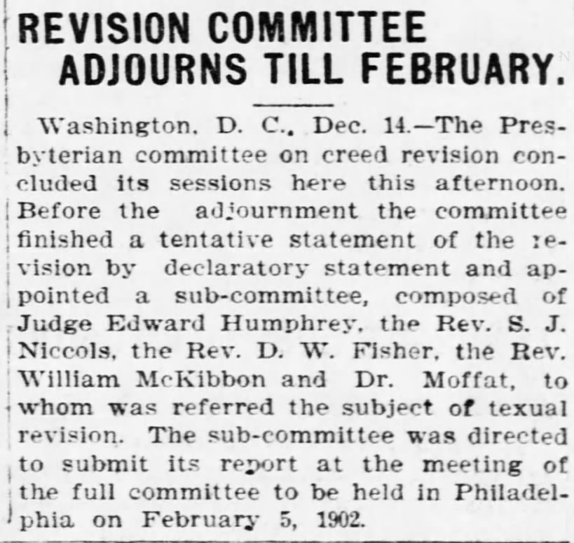 Judge Edward Humphrey in the Presbyterian committee of creed revision